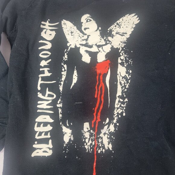 BandMerch Bleeding Through Women's Black 1/2 Sleeve Pullover Shirt Top SMALL - Picture 2 of 6